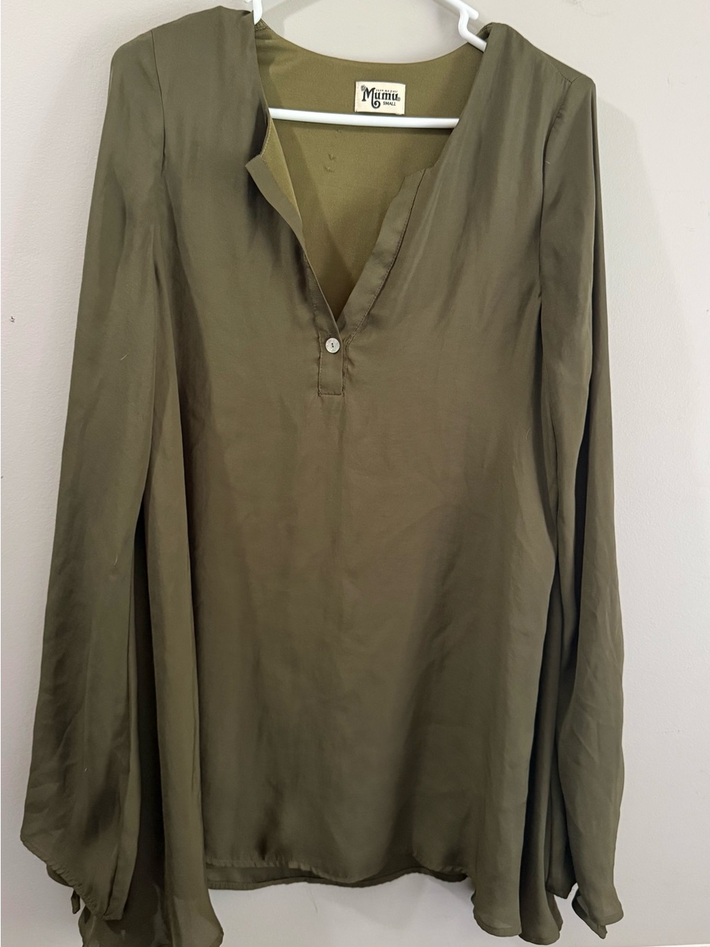 Show Me Your MuMu Olive V-Neck Long Sleeve Blouse